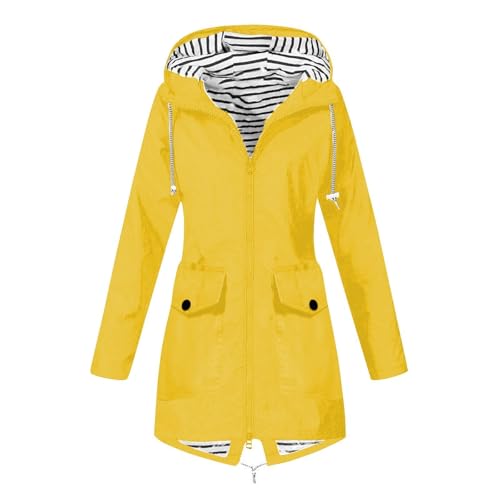 FUPODD Regenjacke Damen Multifunktionsjacke Dünne Jacke Verstaubare Winterjacke Wetterfeste Gefütterte Warm Übergröße Herbstmantel Langer Wasserdichter Mantel Dünn Sommer-Damen-Sonnenschutz-Kleidung von FUPODD