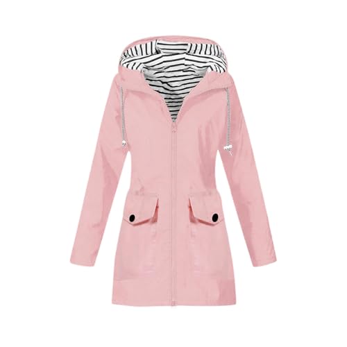 FUPODD Regenjacke Damen Wasserdicht Atmungsaktiv Outdoor-Softshelljacken Für Damen Übergangsjacken Günstig Übergang Jacke Wandern Frauenmantel Ultraleicht Allwetterjacke Frühlingsmantel Longjacke von FUPODD