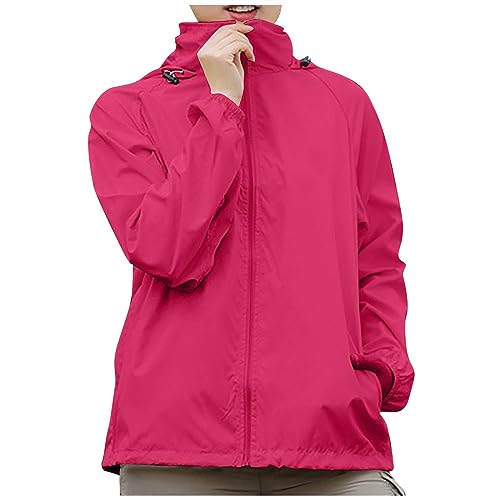 FUPODD Regenjacke Damen Wasserdicht Atmungsaktiv Regenmantel Fahrrad Damen Übergangsjacke Leichte Jacke mit Kapuze für Frühlings Herbst Wanderjacke Sweatjacke mit Kapuze Windjacke Outdoorjacke von FUPODD