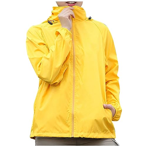 FUPODD Regenjacke Damen Wasserdicht Atmungsaktiv Regenmantel Fahrrad Damen Übergangsjacke Leichte Jacke mit Kapuze für Frühlings Herbst Wanderjacke Sweatjacke mit Kapuze Windjacke Outdoorjacke von FUPODD