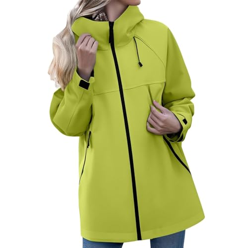 FUPODD Regenjacke Damen Wasserdicht Atmungsaktiv Übergangsjacken Günstig Outdoor-Softshelljacken Für Damen Wandern Frauenmantel Ultraleicht Allwetterjacke Frühlingsmantel Longjacke Übergang von FUPODD