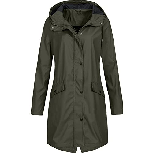 FUPODD Regenjacke Damen Wasserdicht Atmungsaktiv Wanderjacke Damen Wind Und Regenjacke Damen Mit Kapuze Softshelljacke Damen Parka Regenjacke Damen Lang Regenmantel Damen Reißverschluss Outdoorjacke von FUPODD