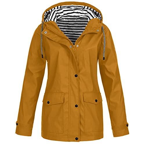 FUPODD Regenjacke Damen Wasserdicht Atmungsaktiv Wind Und Regenjacke Damen Mit Kapuze Übergangsjacke Softshelljacke Damen Fahrradjacke Regenmantel Damen Reißverschluss Outdoorjacke Wanderjacke Damen von FUPODD
