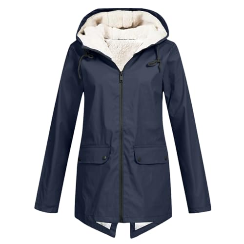 FUPODD Regenmantel Damen Übergangsjacke Damen Softshelljacke Wasserdicht Atmungsaktiv Teddy Mantel Daunenjacken Mantel Winter Winterjacke Grosse Grössen Skijacke Daunenmantel Teddyjacke von FUPODD