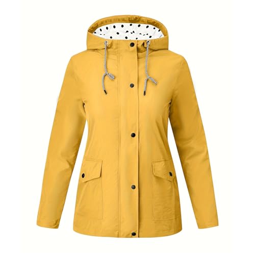 FUPODD Regenmantel Damen Wasserdicht Atmungsaktiv Trainingsjacke Windbreaker Gefüttert Regen Poncho Cape Fahrradjacken Rennrad Jacke Regenjacke Wasserdicht Wandern Jacke Mit Kapuze Herbstjacken von FUPODD