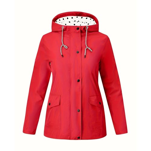 FUPODD Regenmantel Damen Wasserdicht Atmungsaktiv Trainingsjacke Windbreaker Gefüttert Regen Poncho Cape Fahrradjacken Rennrad Jacke Regenjacke Wasserdicht Wandern Jacke Mit Kapuze Herbstjacken von FUPODD