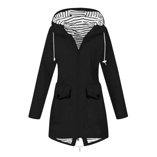FUPODD Regenmantel Damen Wasserdicht Atmungsaktiv Trainingsjacke Windbreaker Regen Poncho Cape Fahrradjacken Rennrad Jacke Regenjacke Wasserdicht Wandern Jacke Mit Kapuze Herbstjacken Gefüttert von FUPODD