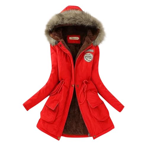 FUPODD Skijacke Damen Winter Daunenjacke Damen Winter Softshelljacke Winterjacken Für Damen Lange Wintermantel Damen Elegant Pelzmantel Damen Warme Winterjacke Damen Langer Wintermantel Damen von FUPODD
