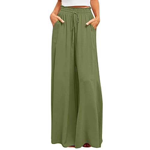 FUPODD Sommerhose Damen Leicht Leinenhose Damen Stoffhose Damen Sommer Culottes Hosen Damen Sommerhosen Damen Leicht Und Luftig Palazzo Hose Damen Sommer Musselin Hose Damen Weite Hose Damen Sommer von FUPODD