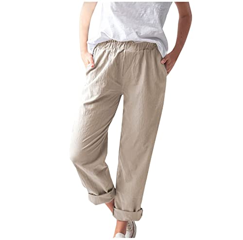FUPODD Sommerhose Damen Leicht Leinenhose Damen Stoffhose Hohe Taile Palazzo Hose Gerades Bein Freizeithose Mit Gummizug Baumwollhose Casual Einfarbig Schlupfhose Frauen Mit Taschen FUPODD Sommerhose Damen Leicht Leinenhose Damen Stoffhose Hohe Taile Palazzo Hose Gerades Bein Freizeithose Mit Gummizug Baumwollhose Casual Einfarbig Schlupfhose Frauen Mit Taschen von FUPODD