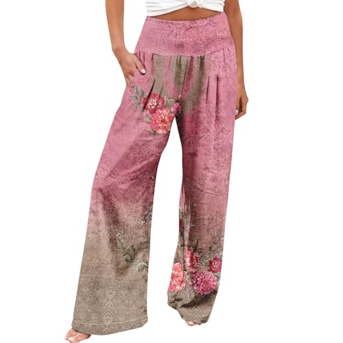 FUPODD Sommerhose Damen Leicht Palazzo Hose Damen Sommer Stoffhose High Waist Marlenehose Weites Bein Strandhose Blumen Freizeithose Elegant Schlupfhose Mit Taschen Lounge Hose Mit Gummizug FUPODD Sommerhose Damen Leicht Palazzo Hose Damen Sommer Stoffhose High Waist Marlenehose Weites Bein Strandhose Blumen Freizeithose Elegant Schlupfhose Mit Taschen Lounge Hose Mit Gummizug von FUPODD