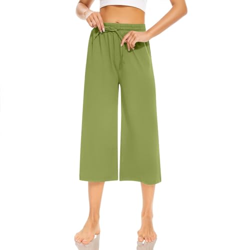 FUPODD Sommerhose Damen Leicht Weites Bein Leinenhose Damen Sommer 3/4 High Waist Stoffhose Locker Musselin Hose Damen Elegant Freizeithose mit Kordelzug Yogahose Damen Kuschel Damen Hosen FUPODD Sommerhose Damen Leicht Weites Bein Leinenhose Damen Sommer 3/4 High Waist Stoffhose Locker Musselin Hose Damen Elegant Freizeithose mit Kordelzug Yogahose Damen Kuschel Damen Hosen von FUPODD