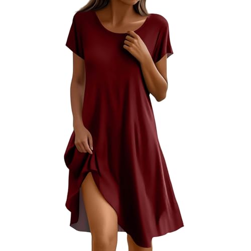 FUPODD Sommerkleid Damen Elegant Dünner Stoff Muster Strandkleid Bedruckt Midikleid Schick Farbverlauf Leichtes Schöne Oversize Blusenkleid Kaftan Damenkleider Übergröße Strandponcho Verspielte von FUPODD