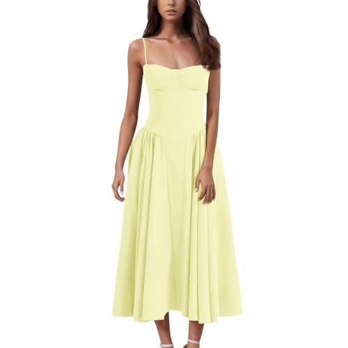 FUPODD Sommerkleid Damen Lang Abendkleider Kleider Damen Sommer Strandkleid Abendkleider Elegant Für Hochzeit Abschlusskleid Maxikleid Kleid Hochzeitsgast Sommerkleider Leicht Und Luftig Abendkleid von FUPODD