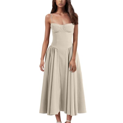 FUPODD Sommerkleid Damen Lang Abendkleider Kleider Damen Sommer Strandkleid Abendkleider Elegant Für Hochzeit Abschlusskleid Maxikleid Kleid Hochzeitsgast Sommerkleider Leicht Und Luftig Abendkleid von FUPODD