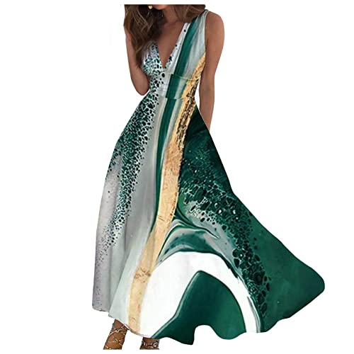 FUPODD Sommerkleid Damen Leicht Musselin Kleid Damen Sommer Boho Sommerkleider Elegant Tunika Strandkleider Elegante Kleider Für Hochzeitsgäste Maxikleid Festliche Abiballkleider Abschlusskleider von FUPODD