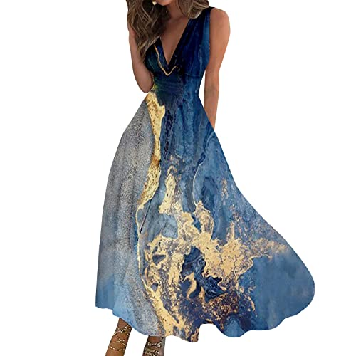 FUPODD Sommerkleid Damen Leicht Musselin Kleid Damen Sommer Boho Sommerkleider Elegant Tunika Strandkleider Elegante Kleider Für Hochzeitsgäste Maxikleid Festliche Abiballkleider Abschlusskleider von FUPODD