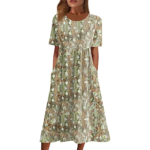 FUPODD Sommerkleid Damen Maxikleid Damen Sommer Strandkleid Damen Kleider Damen Sommer Sommerkleid Damen Leicht Musselin Kleid Damen Sommerkleider Damen Leicht Und Luftig Italienische Kleider Damen von FUPODD