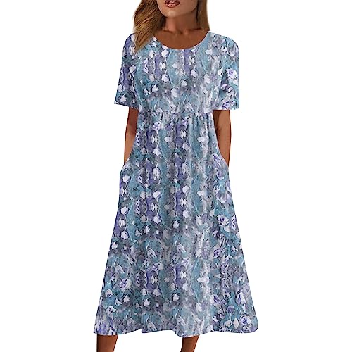 FUPODD Sommerkleid Damen Maxikleid Damen Sommer Strandkleid Damen Kleider Damen Sommer Sommerkleid Damen Leicht Musselin Kleid Damen Sommerkleider Damen Leicht Und Luftig Italienische Kleider Damen von FUPODD