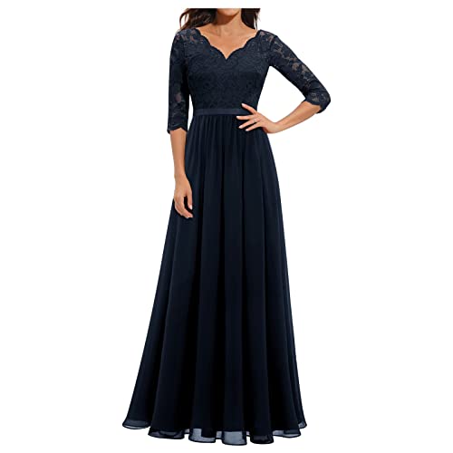 FUPODD Sommerkleid Damen Rückenfrei Weißes Kleid Hochzeitskleider Schwarzes Maxikleid Damen Elegant Ballkleider Lang Prinzessin Schicke Sommerkleidung Wedding Guest Dress Tüll Festkleider Mit Ärmel von FUPODD