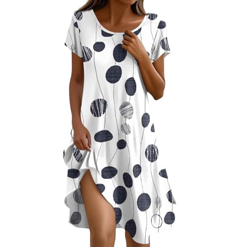 FUPODD Sommerkleider Damen Leicht Und Luftig Festliche Kleider Sommerkleid Damen Elegant Midikleid Festlich Kleidung Umstandskleid Weißes Tshirt Kleid Kurz Strandkleid Luftig Shirtkleid Schwarzes von FUPODD