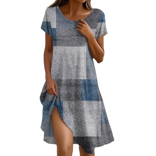 FUPODD Sommerkleider Damen Leicht Und Luftig Festliche Kleider Sommerkleid Damen Elegant Midikleid Festlich Kleidung Umstandskleid Weißes Tshirt Kleid Kurz Strandkleid Luftig Shirtkleid Schwarzes von FUPODD