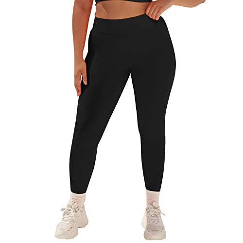 FUPODD Sport Leggings,Po Push-Up Hose Leggings Damen High Waist Blickdicht Nahtlos Sport Leggings Booty Scrunch Yogahose Curvy Große Größen Einfarbig Fitnesshose mit Elastischer Bund Langgrösse von FUPODD