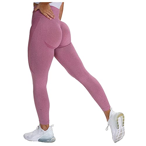 FUPODD Sport Leggings Damen High Waist Blickdicht Nahtlos Po Push-Up Hose mit Löcher Leggings Schmales Bein Damen Leggings Booty Scrunch Elastisch Yogahose Jersey Slim Fit Jogginghose Hohe Taille von FUPODD