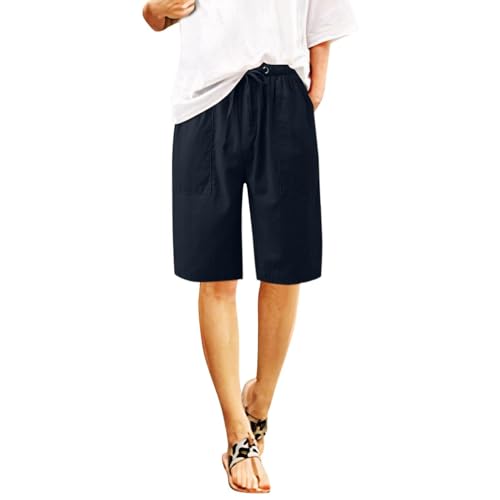 FUPODD Sporthose Damen Kurz Mit Gummizug Kurze Hosen Damen Bequeme Shorts Damen Mit Tiefen Taschen Lässig Wandershorts Mit Drawstring Gürtel Jogginghose Kurze Sporthose Yoga Fitness Gym von FUPODD