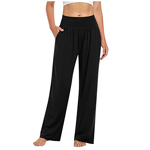 FUPODD Stoffhose Damen Sommer Leicht Damen Hose Mit Weitem Bein Damen Haremshose Pumphose Pluderhose Sommerhose Atmungsaktive Freizeithose Aus Eisseide High Waist Palazzo Hose Damen von FUPODD