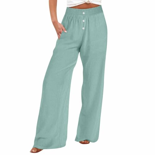 FUPODD Stoffhose Damen Sommer Leicht Sommerhose Marlenehose Damen High Waist Palazzo Hose Elegant Strandhose Mit Knöpfen Freizeithose Mit Gummizug Luftige Hose Frauen Mit Taschen FUPODD Stoffhose Damen Sommer Leicht Sommerhose Marlenehose Damen High Waist Palazzo Hose Elegant Strandhose Mit Knöpfen Freizeithose Mit Gummizug Luftige Hose Frauen Mit Taschen von FUPODD