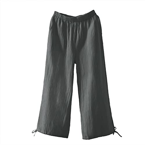 FUPODD Stoffhose Damen Sommer Sommerhosen Damen Leicht Und Luftig Elegant Leicht Hose Weites Bein Freizeithosen Mit Gummizug Marlenehose Hohe Taille Palazzo Hose Lang Jogginghose Schlaghose von FUPODD