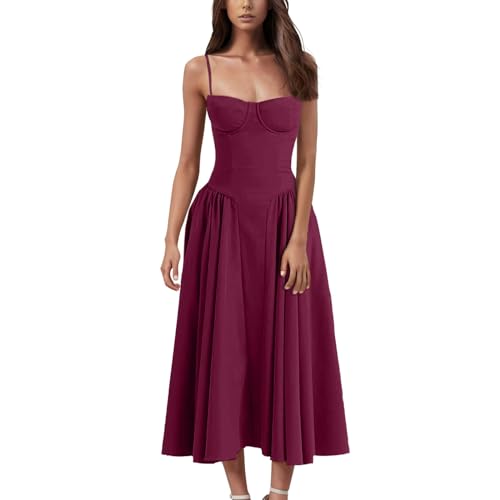 FUPODD Strandkleid Damen Kleider Für Hochzeitsgäste Elegante Maxikleid Festliche Kleid Elegant Festlich Langes Sommerkleid Damen Elegant Abiballkleider Abschlusskleider Lang Hippie Kleidung Gothic von FUPODD