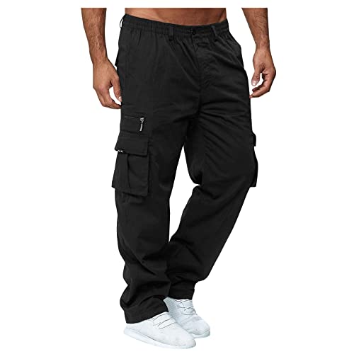 FUPODD Stretch Arbeitshose Herren Jogginghose Lang Cargohose Männer Baggy Schwarz Hose mit Seitentaschen Chino Hose Regular Fit Stretch Arbeitshose Wanderhose Herbst Winter Sporthose Oversized von FUPODD