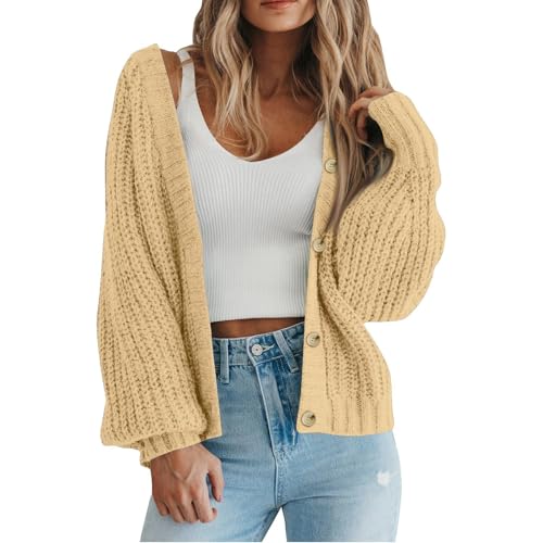 FUPODD Strickjacke Wolle Damen Strickcardigan Damen Dicke Strickjacke Damen Grobstrick Cardigan Damenstrickjacke Strickjacken Für Damen Kurz Strickjacke Große Größen Jacke Damen Mantel Damen Winter von FUPODD
