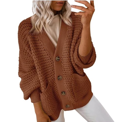 FUPODD Strickjacken Für Damen Kurz Dicke Strickjacke Damen Damenstrickjacke Strickjacke Weihnachten Damen Strickjacke Wolle Damen Strickjacke Mit Kapuze Damen Kurze Strickjacke Damen Dicker Strick von FUPODD