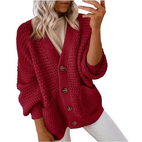 FUPODD Strickmantel Damen Cardigan Damen Kurz Cardigan Damen Elegant Weihnachts Cardigan Damen Strick Cardigan Damen Grobstrickjacke Damen Strickjacken Für Damen Pullover Damen Pullunder Damen von FUPODD