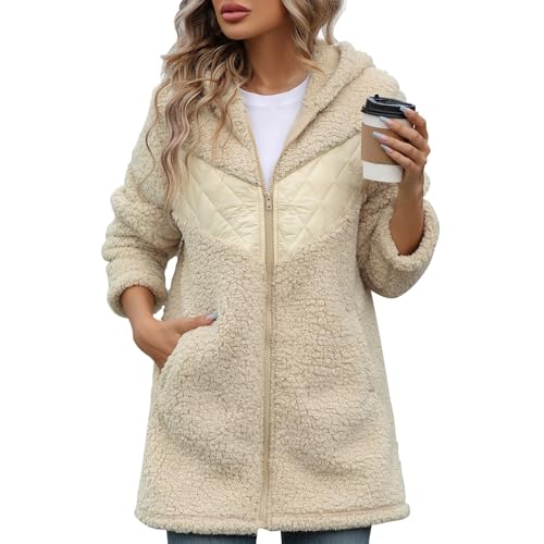 FUPODD Teddyjacke Damen Fleecejacken Teddy Mantel Damen Winter Sweatjacke Damen Wollmantel Damen Winter Übergangsjacke Damen Winterjacke Damen Grosse Grössen Damen Jacken Winterjacken Für Damen von FUPODD