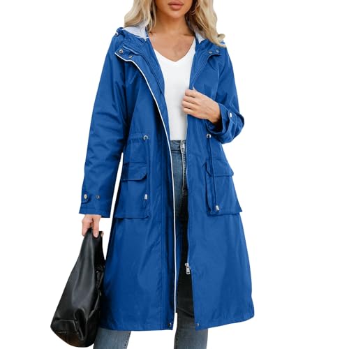 FUPODD Wasserdichte Regenjacke Damen Raincoat Women Mantel Dünne Softshellmantel Trekkingjacke Softshell Damen Jacke Wander Ausrüstung Beige Jacke Mit Vielen Taschen Regencapes Hardshelljacke Winter von FUPODD