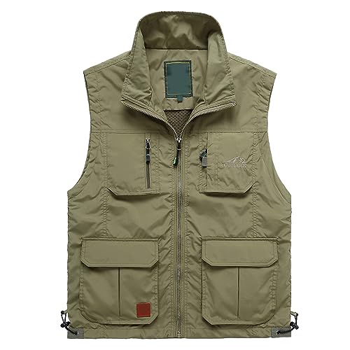 FUPODD Weste Damen Herren Outdoor Weste Anglerweste Leicht Atmungsaktiv Weste Vielen Taschen Weste Reissverschluss Freizeit Schnelltrocknende Weste Sport äRmellose Jacke Jagd Fotografie Weste Arbeit von FUPODD