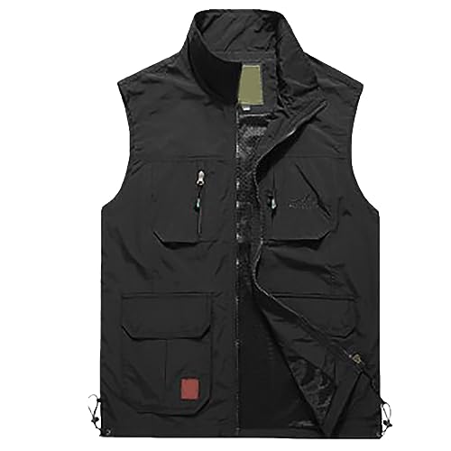 FUPODD Weste Damen Herren Outdoor Weste Anglerweste Leicht Atmungsaktiv Weste Vielen Taschen Weste Reissverschluss Freizeit Schnelltrocknende Weste Sport äRmellose Jacke Jagd Fotografie Weste Arbeit von FUPODD