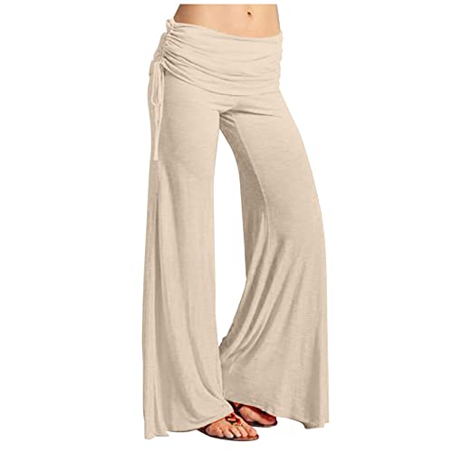 FUPODD Wickelhose High Waist Weites Bein Palazzo Hose Damen Elegant Hosen Damen Boho Gestreifte Vintage Schlaghose Damen Bunt Hose Sommer Yogahose mit Kordelzug Leicht Luftige Sommerhosen Bequeme von FUPODD