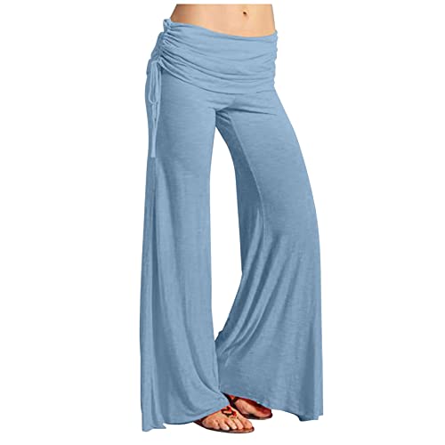 FUPODD Wickelhose High Waist Weites Bein Palazzo Hose Damen Elegant Hosen Damen Boho Gestreifte Vintage Schlaghose Damen Bunt Hose Sommer Yogahose mit Kordelzug Leicht Luftige Sommerhosen Bequeme von FUPODD