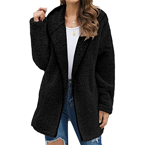 FUPODD Winter Damen Mantel - Teddy Sweatjacke Fleecemantel Jacke Teddyfell Warme Winterjacke Gefüttert Parka von FUPODD