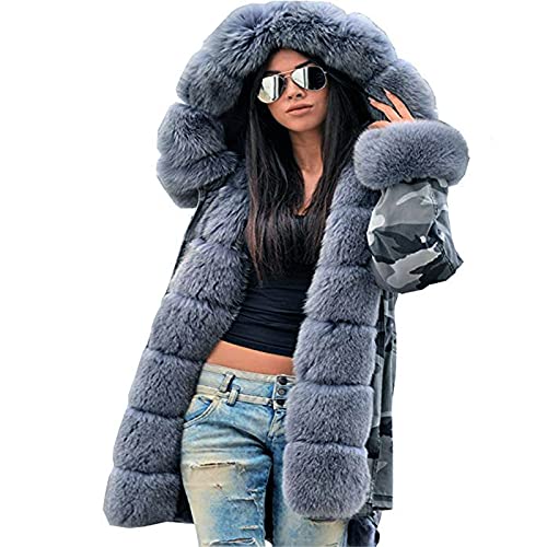 FUPODD Winterjacke Damen Grosse Grössen Winterjacken Für Damen Fell Teddy Mantel Damen Innenfutter Wintermantel Damen Elegant Kunstpelz Pelzmantel Damen Kunstfell Langer Wintermantel Damen Teddyfell von FUPODD