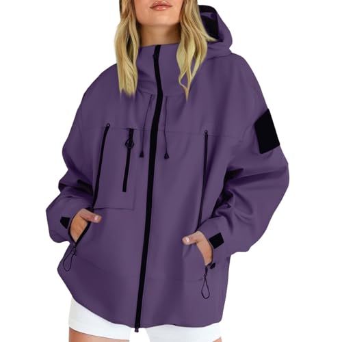 FUPODD Winterjacke Damen Lang Softshell Jacke Gelbe Regenjacken & -Mäntel Für Damen Softshelljacken Frühjahrsjacke Fahrradjacke Atmungsaktiv Fahrrad Windjacke Regenjacke Kleines Packmaß Parka Gelb von FUPODD