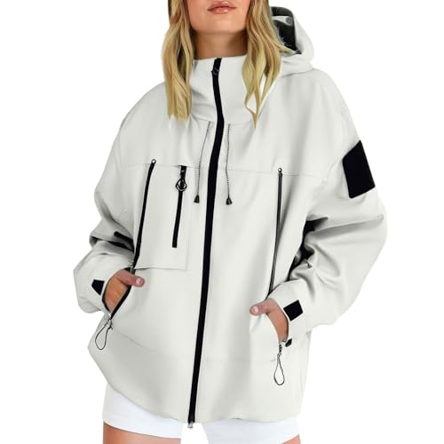 Winterjacke Damen Lang Softshell Jacke Gelbe Regenjacken & -Mäntel Für Damen Softshelljacken Frühjahrsjacke Fahrradjacke Atmungsaktiv Fahrrad Windjacke Regenjacke Kleines Packmaß Parka Gelb von FUPODD