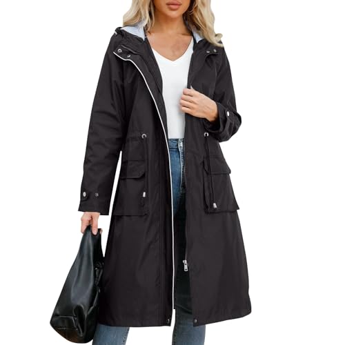 FUPODD Winterjacke Damen Lang Softshell Jacke Gelbe Regenjacken & -Mäntel Für Damen Windjacke Softshelljacken Frühjahrsjacke Fahrradjacke Atmungsaktiv Fahrrad Regenjacke Kleines Packmaß Parka Gelb von FUPODD