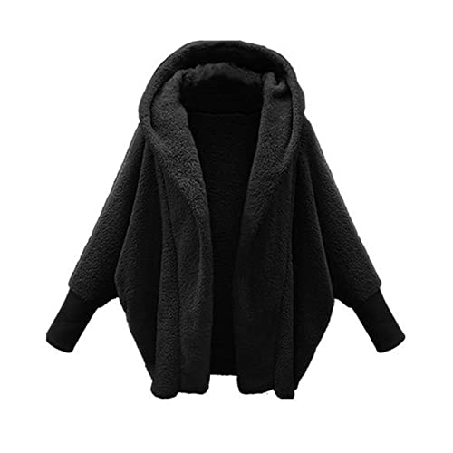 FUPODD Winterjacke Damen Lang Warm Gefüttert Fleecejacke Damen mit Kapuze Zip Hoodie Print Kapuzenjacke Oversize Jacke Übergangsjacke Winterjacken Für Damen Große Größen Hemdjacke Lässig von FUPODD