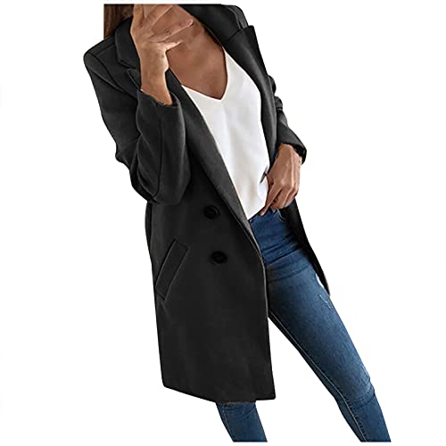 FUPODD Winterjacken Für Damen Herbstjacke Trenchcoat Warme Wollmantel Winterjacke Damen Gefüttert Mantel Lang Jacke Neue Winterjacken Übergangsjacke Winter Winterparka Lang Herbstmantel Jacken von FUPODD